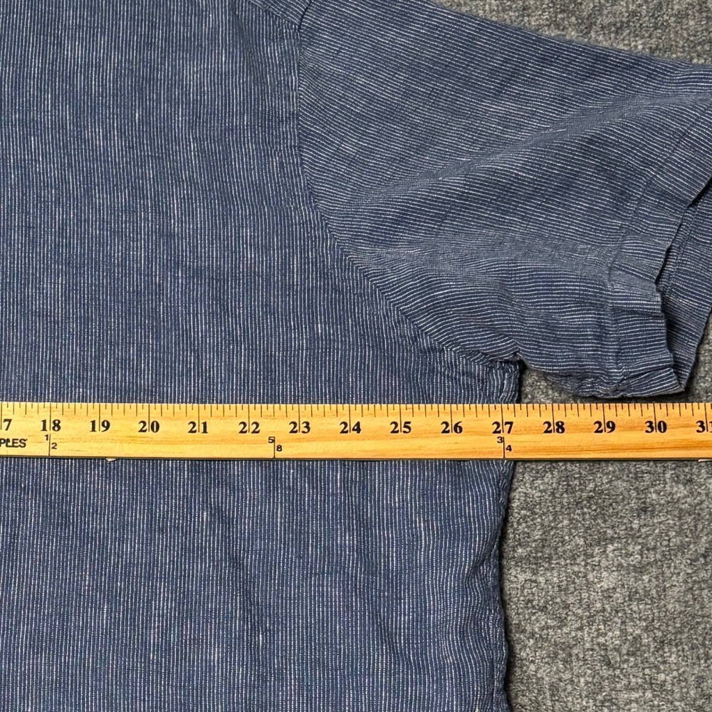 UNTUCKit Linen Shirt Mens XXL Blue Canon Striped Short Sleeve Relaxed Fit - Picture 9 of 14